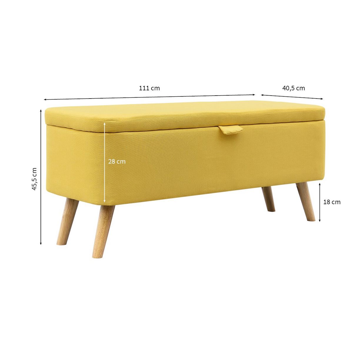 Bout de lit avec coffre en tissu  et pieds bois LAHTI