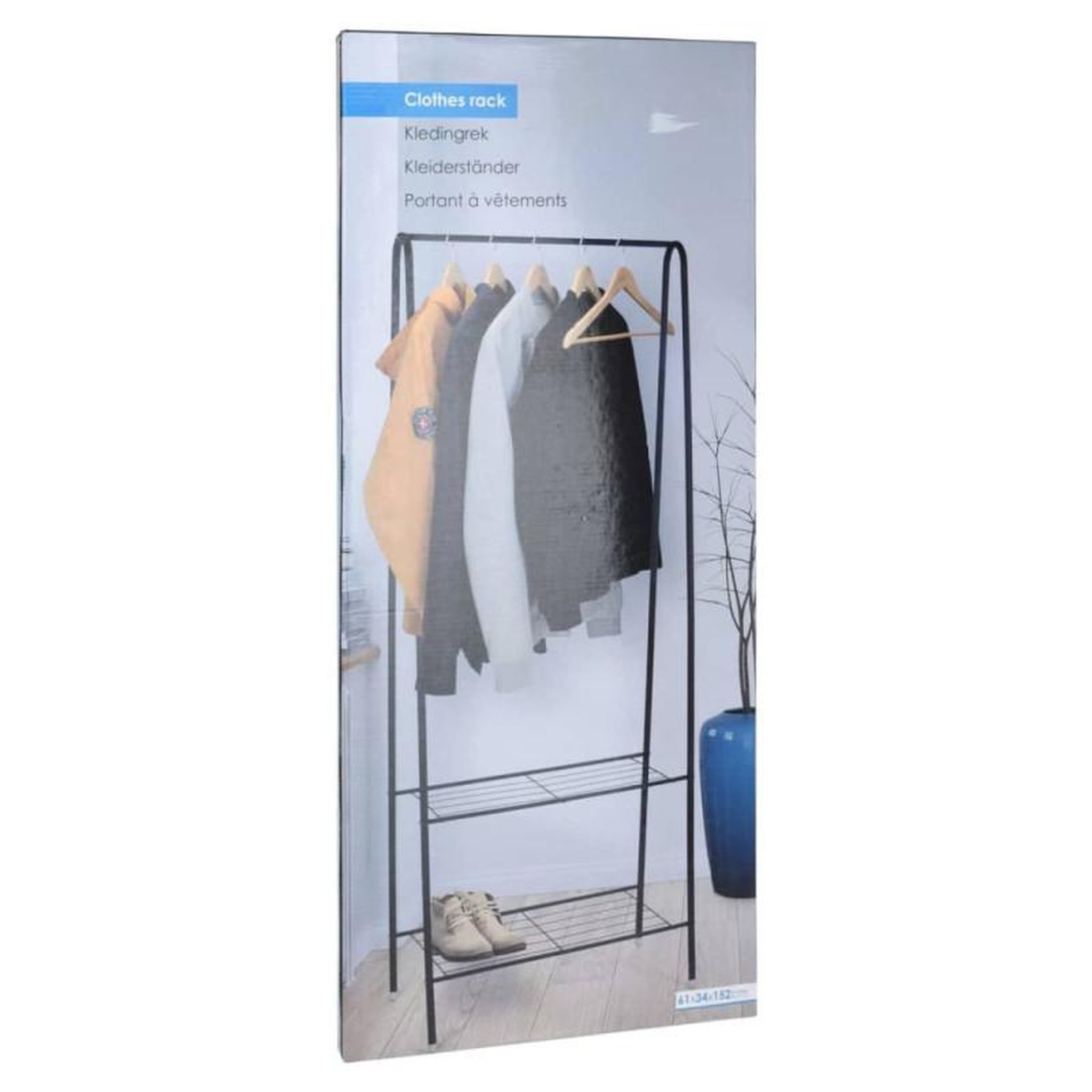 Voir la diapositive 3 : Storage solutions Storage solutions Porte vêtements avec 2 niveaux 61x34x152 cm