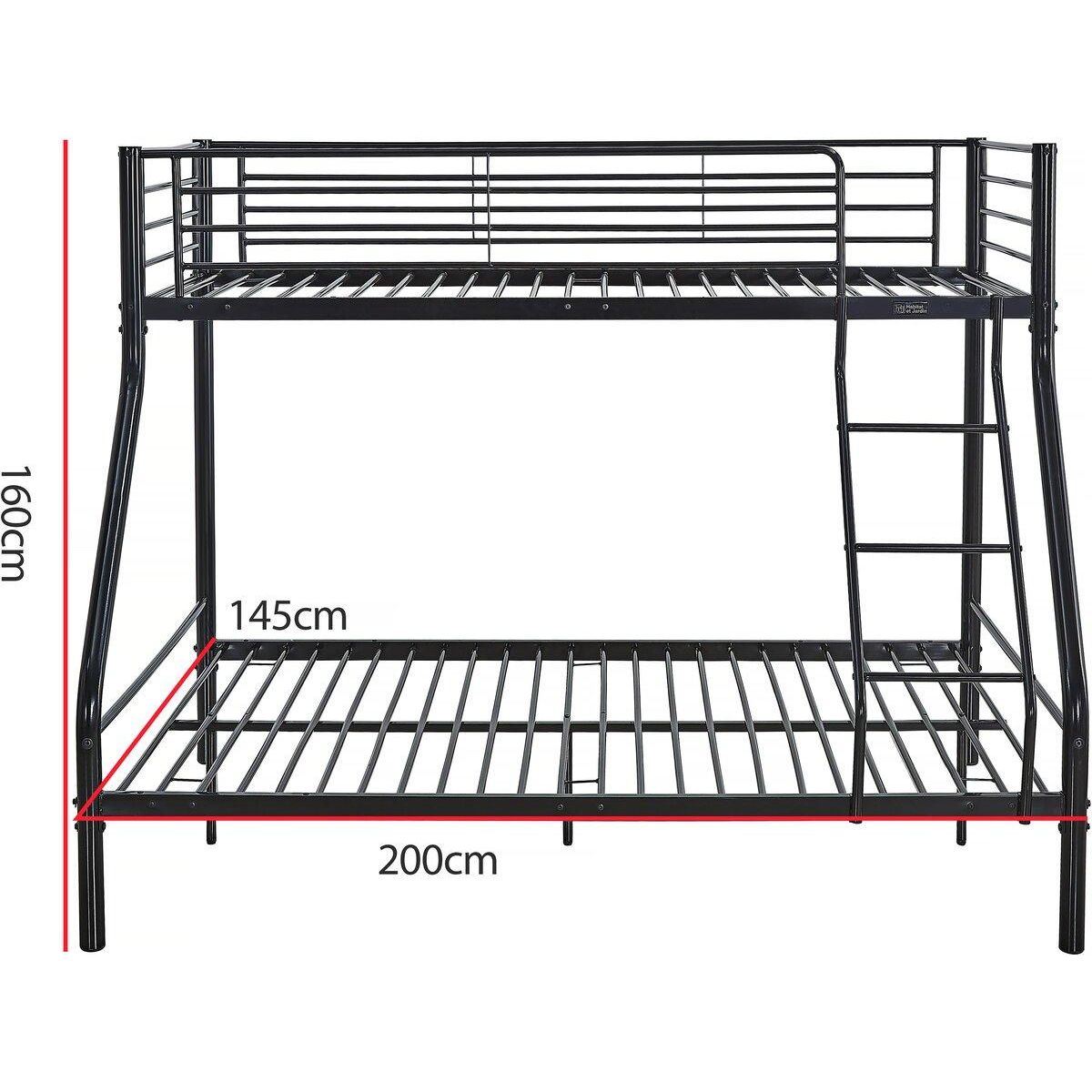 Habitat et Jardin Lit superposé en métal  Leo  Sommiers inclus - 90/140 x 190 cm - Noir