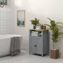 KLEANKIN Meuble bas de salle de bain sur pied 2 portes étagère niche plateau aspect bois clair