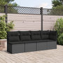 Voir la diapositive 3 : VIDAXL Canape de jardin avec coussins 4 places noir resine tressee