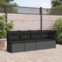 Voir la diapositive 3 : VIDAXL Canape de jardin avec coussins 4 places noir resine tressee