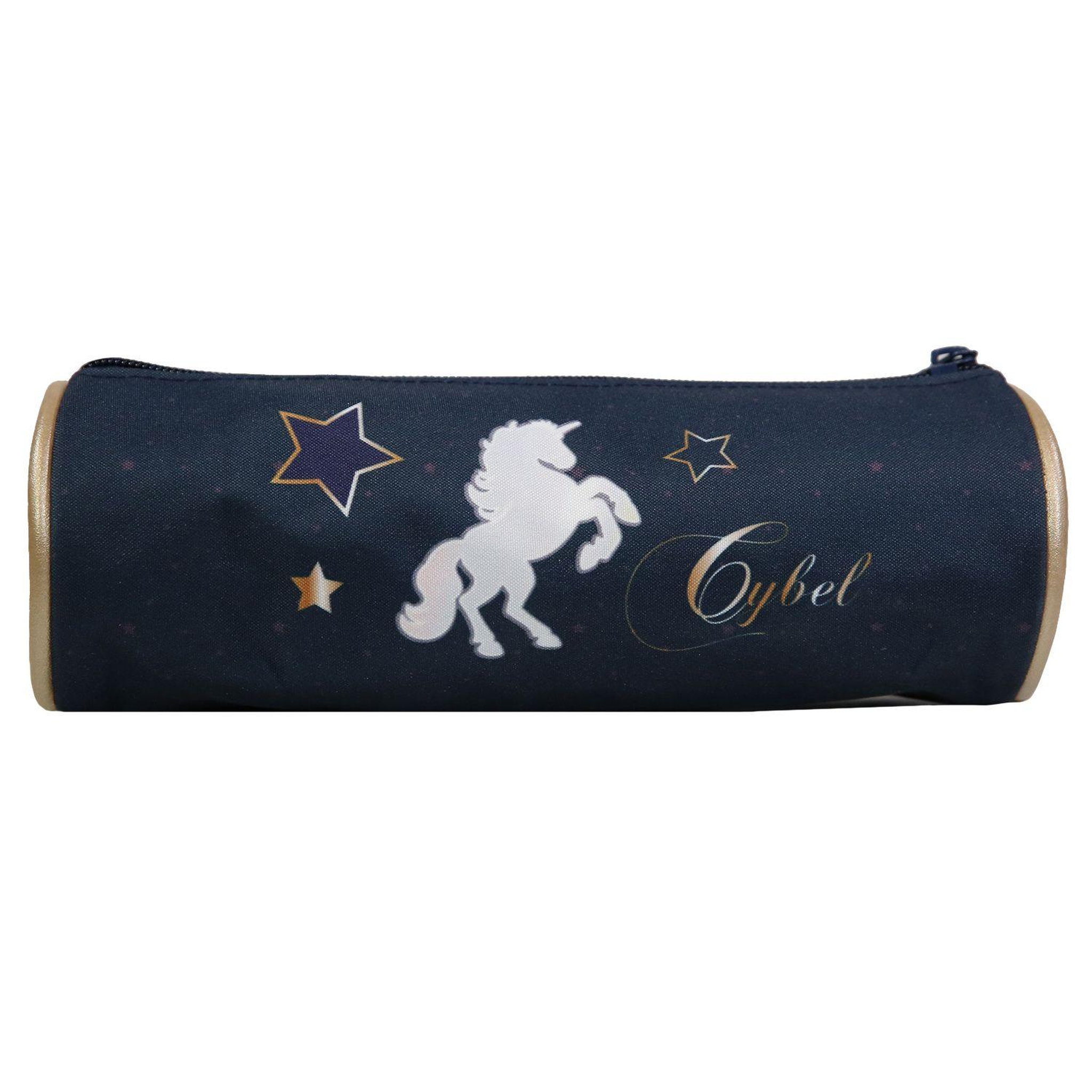 Voir la diapositive 4 : Bagtrotter BAGTROTTER Trousse scolaire ronde Cybel Bleue et Dorée