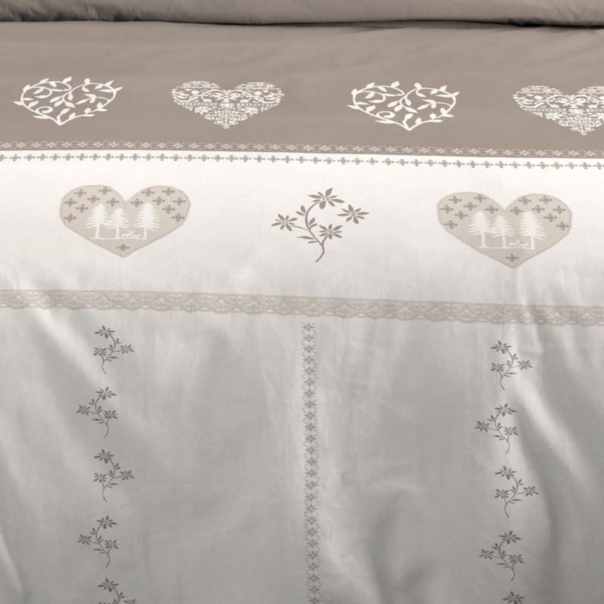 STOF Housse de couette 240x220 MODANE NATUREL + 2 taies coton 57 fils