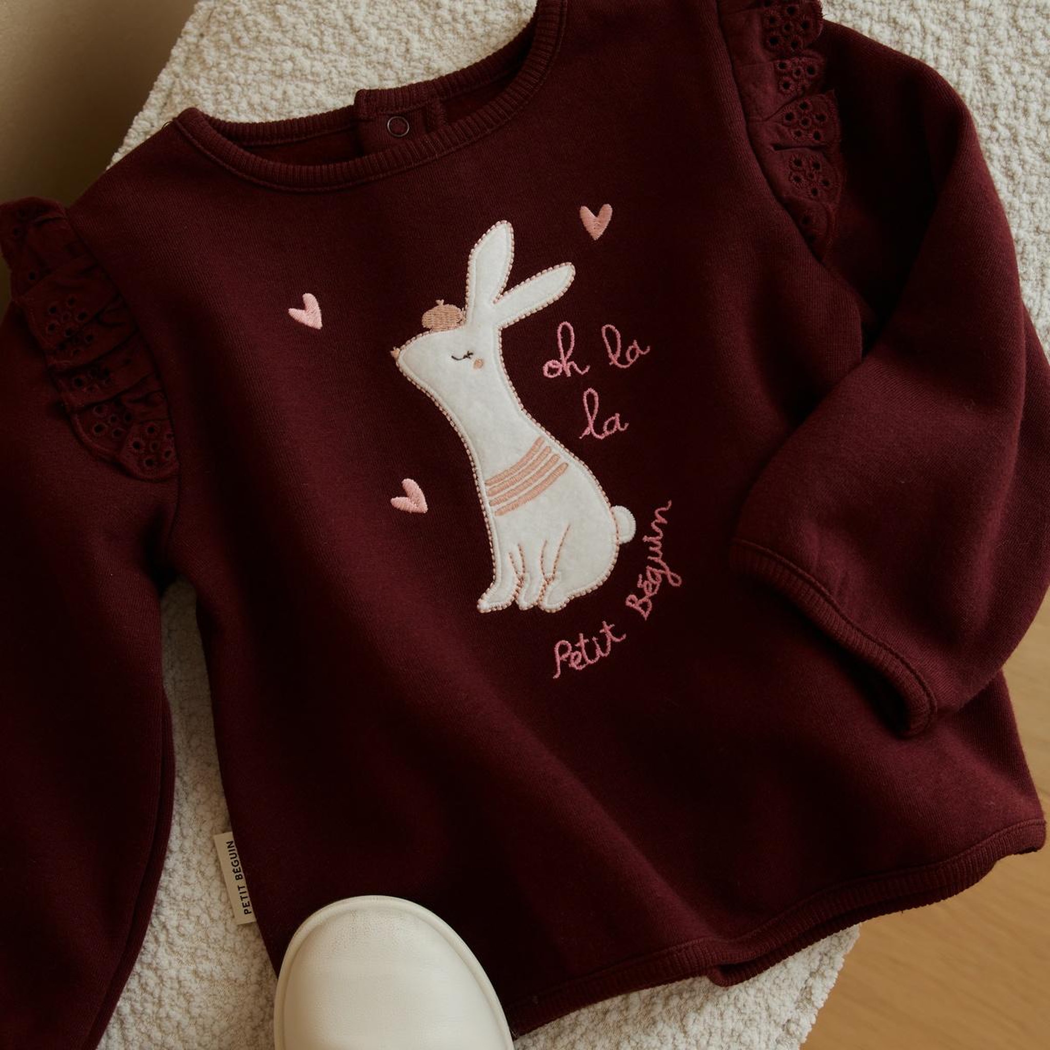 Voir la diapositive 4 : PETIT BEGUIN Sweat-shirt bébé en molleton aimée