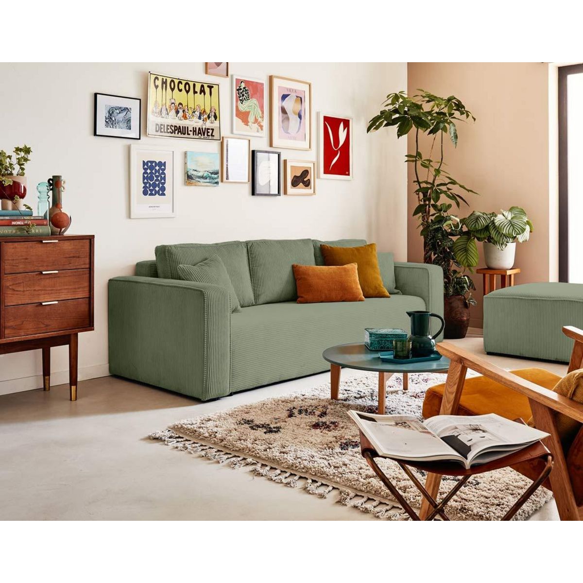 BEST MOBILIER Topaze - pouf - en velours côtelé