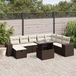 VIDAXL Salon de jardin avec coussins 9 pcs marron resine tressee