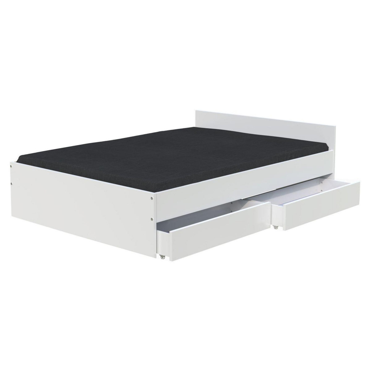 Lit avec rangements 140x190 cm, 2 tiroirs et tête de lit CAMA