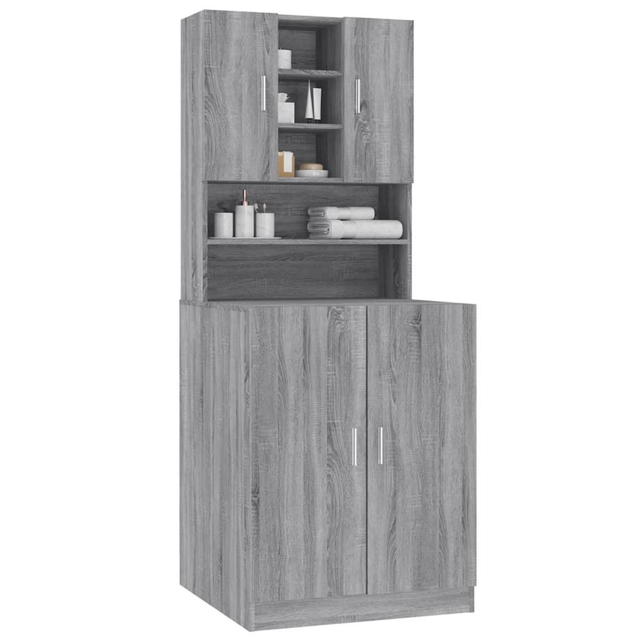 Voir la diapositive 5 : VIDAXL Armoire pour machine a laver Sonoma gris Bois d'ingenierie