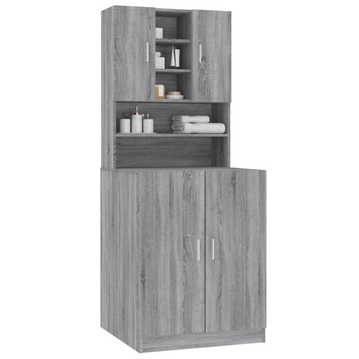 VIDAXL Armoire pour machine a laver Sonoma gris Bois d'ingenierie