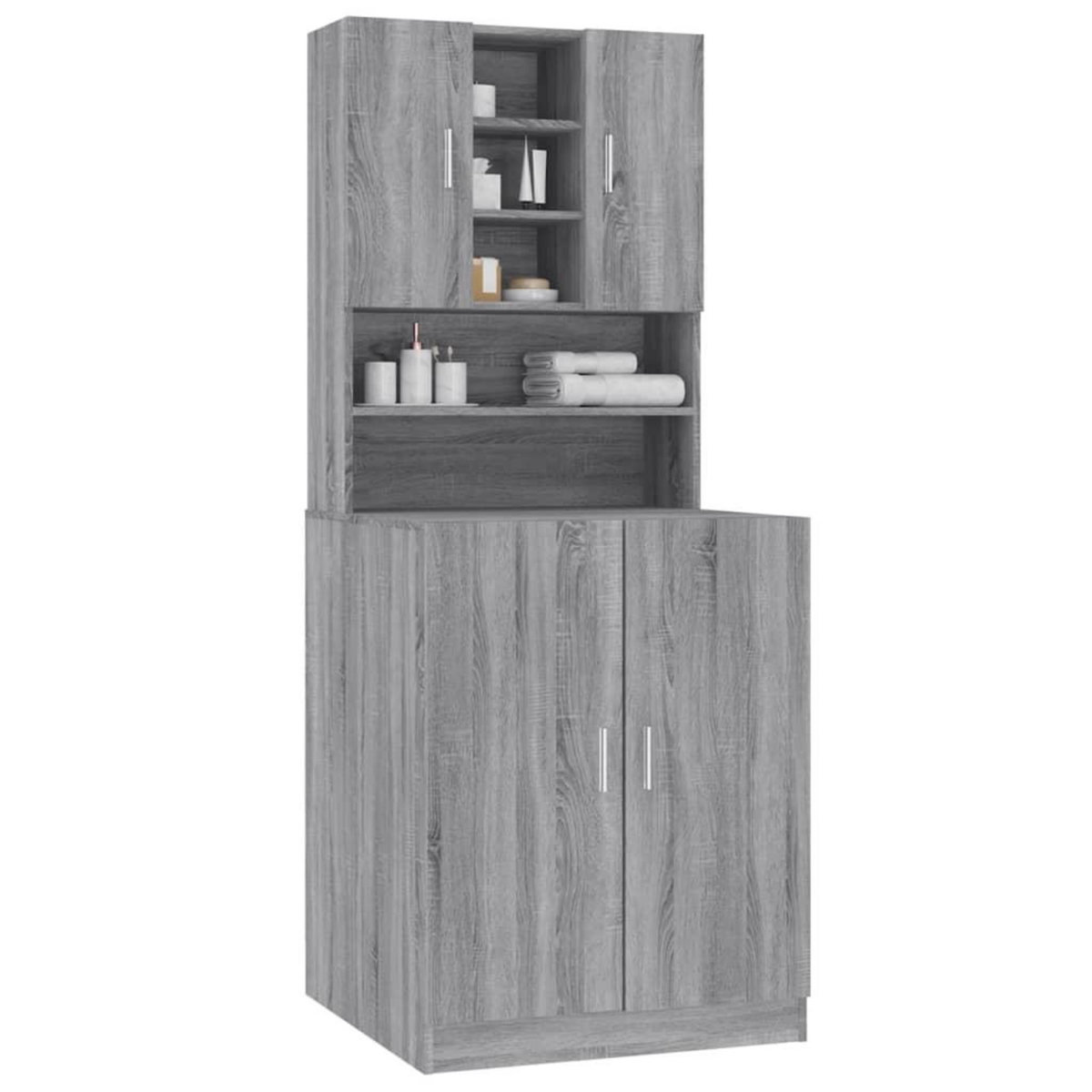 VIDAXL Armoire pour machine a laver Sonoma gris Bois d'ingenierie
