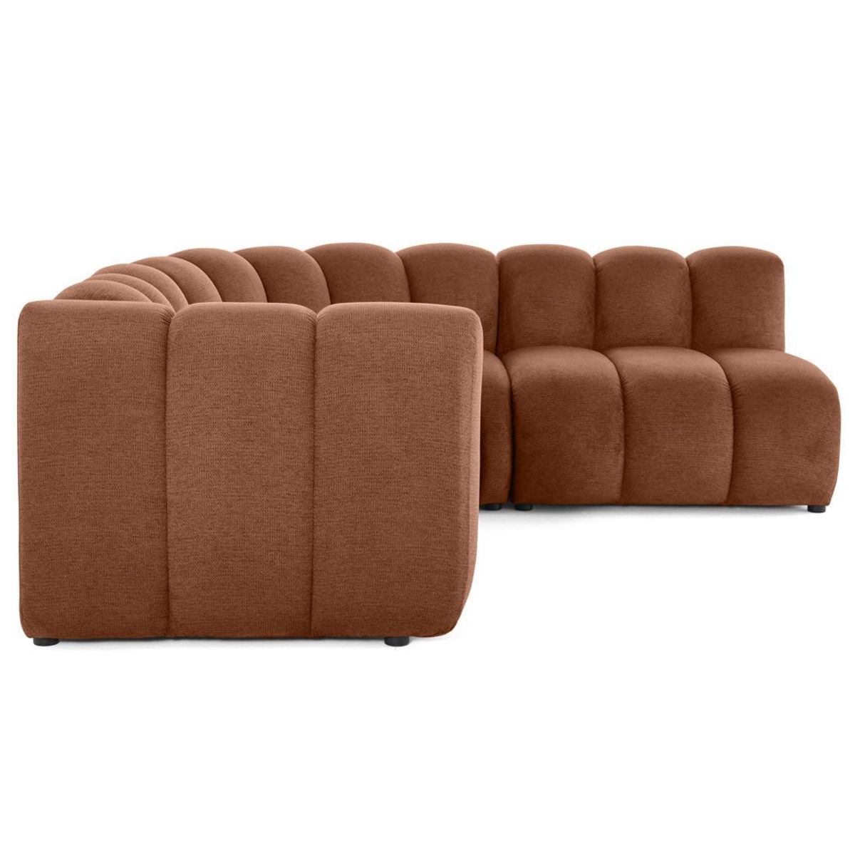 LISA DESIGN Debbie - canapé modulable d'angle droit 4 places avec accoudoir en tissu texturé