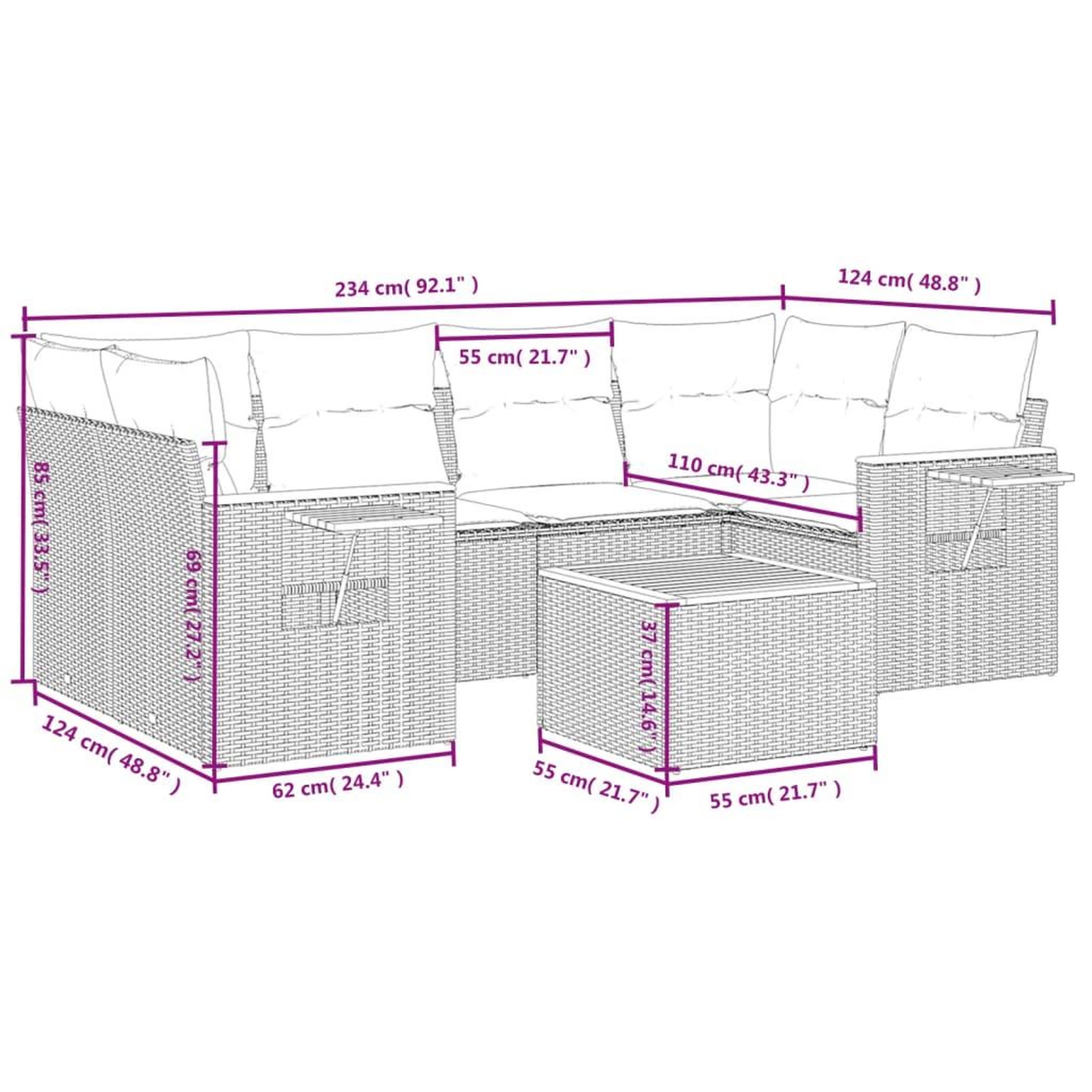 Voir la diapositive 3 : VIDAXL Salon de jardin avec coussins 7 pcs beige resine tressee