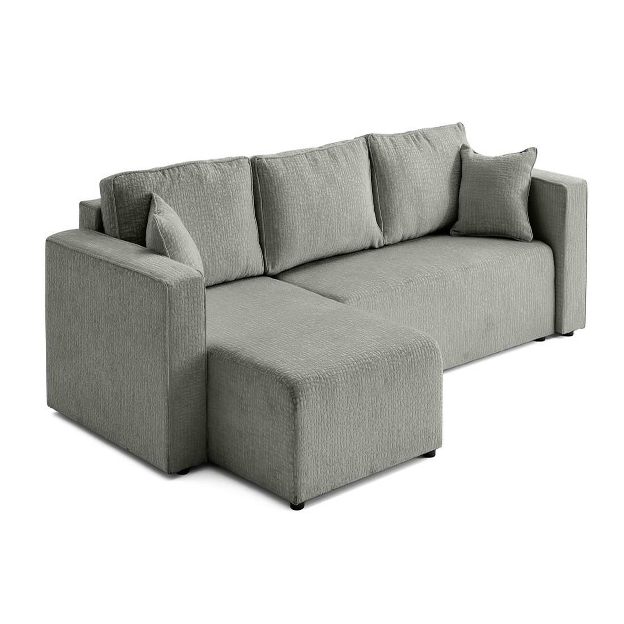 Voir la diapositive 6 : BEST MOBILIER Topaze - canapé d'angle réversible - 4 places - convertible avec coffre - en tissu velours relief