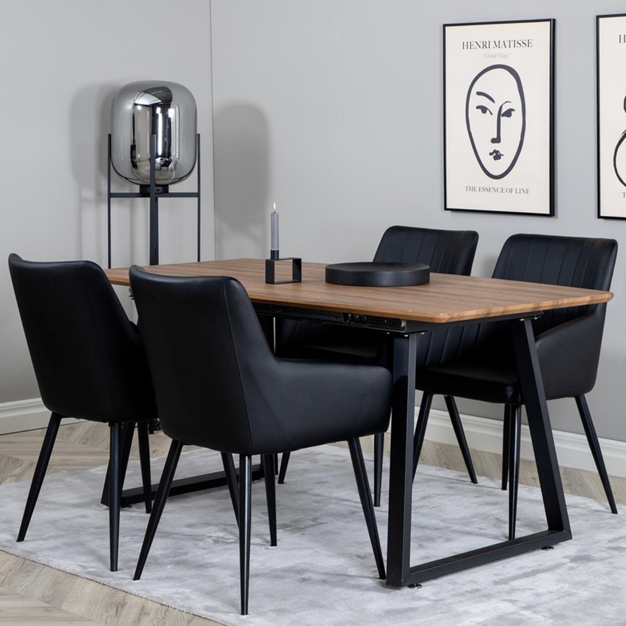 Voir la diapositive 4 : Paris Prix Ensemble table à manger extensible & 4 chaises  inca & comfort  160-200cm noyer & noir