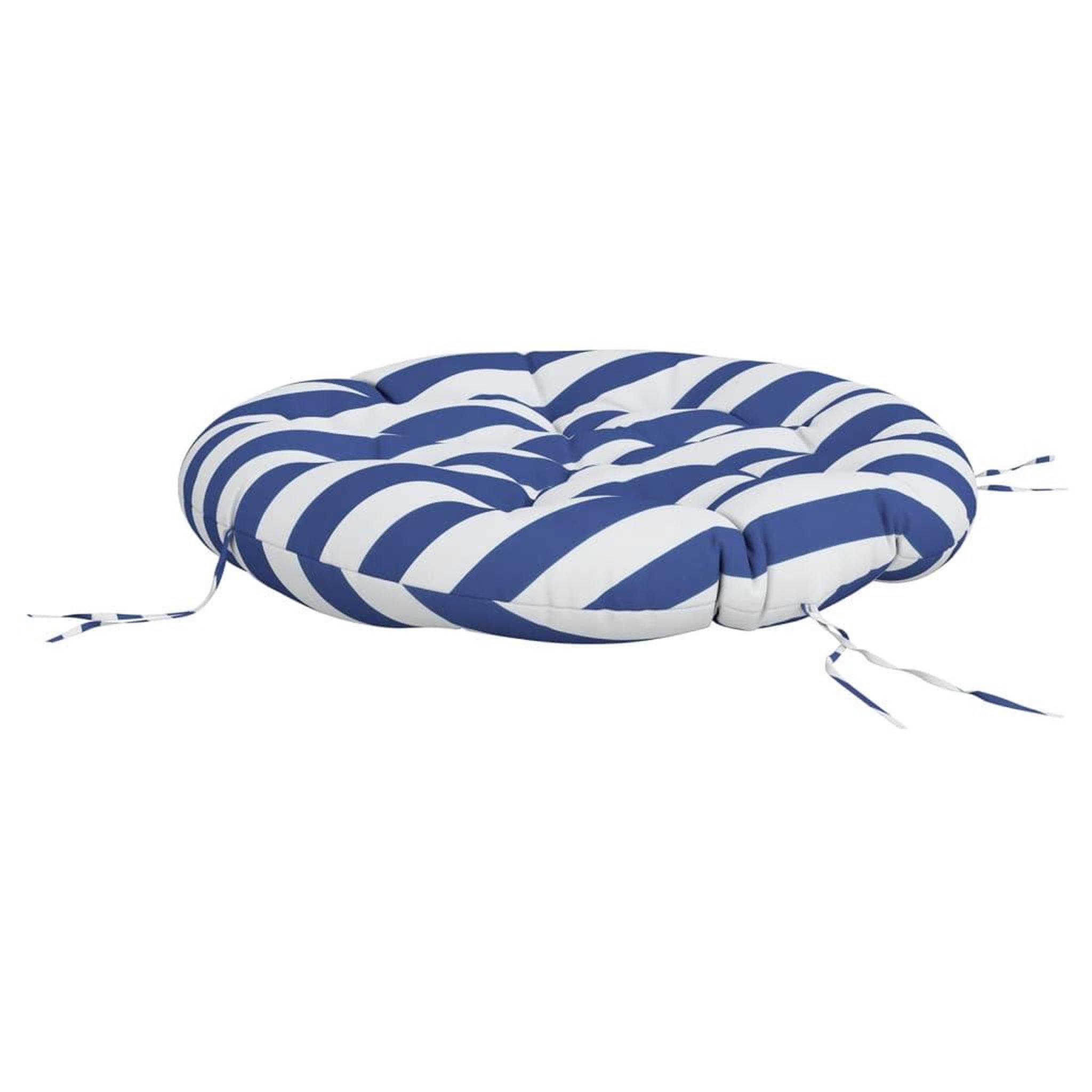 Voir la diapositive 4 : VIDAXL Coussin rond rayure bleue/blanche Ø 100 x11 cm tissu oxford