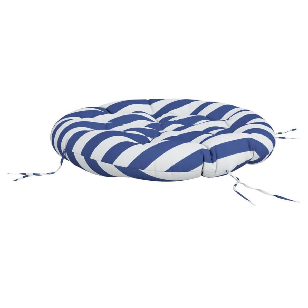VIDAXL Coussin rond rayure bleue/blanche Ø 100 x11 cm tissu oxford