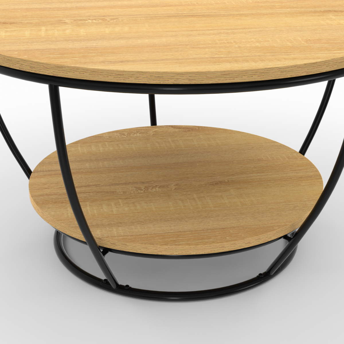 ID MARKET Table basse filaire double plateau ronde DETROIT 70 cm design industriel