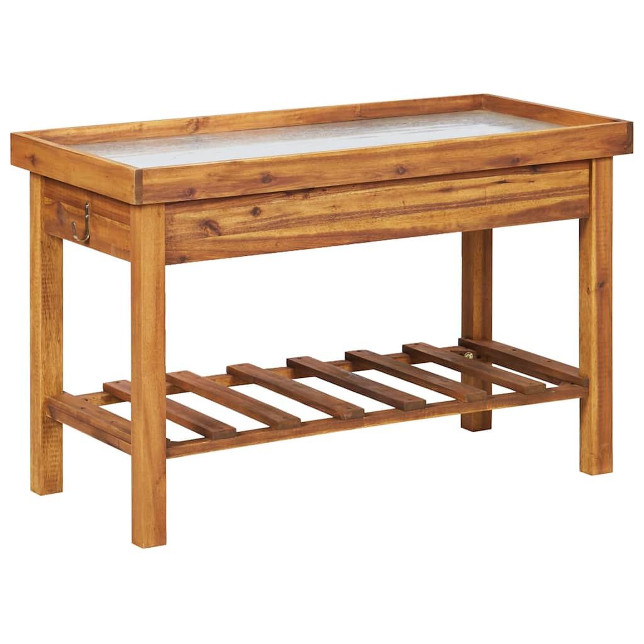 Voir la diapositive 2 : VIDAXL Table de jardin avec dessus en zinc bois solide d'acacia