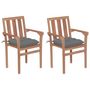 Voir la diapositive 1 : VIDAXL Chaises de jardin lot de 2 et coussins gris Bois de teck massif