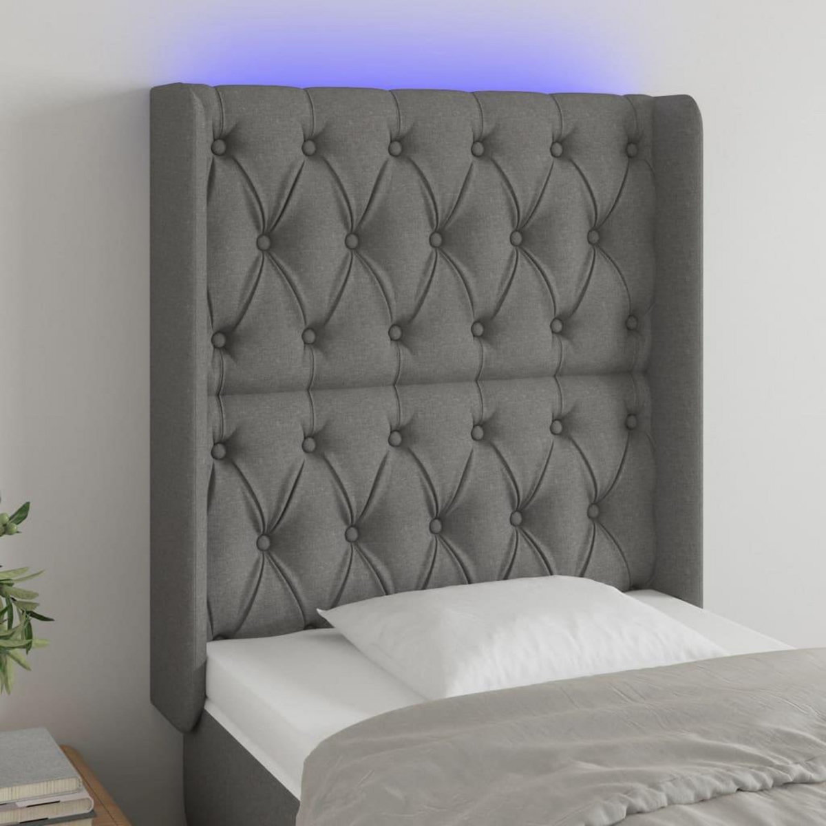 VIDAXL Tete de lit a LED Gris fonce 83x16x118/128 cm Tissu