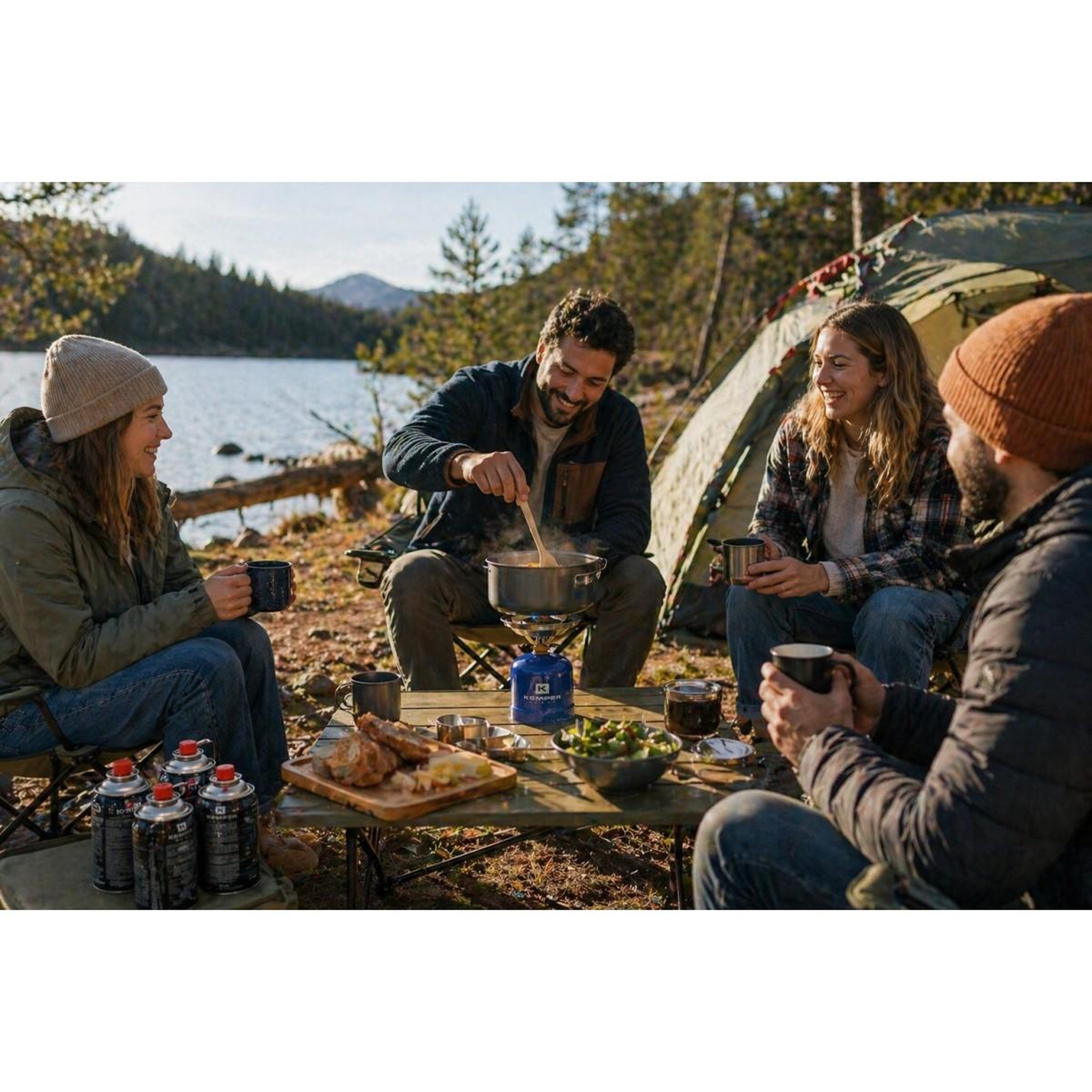 Voir la diapositive 2 : Kemper Réchaud à gaz 2200w coque acier + 4 cartouches de gaz 190g - réchaud de camping portable & léger kemper
