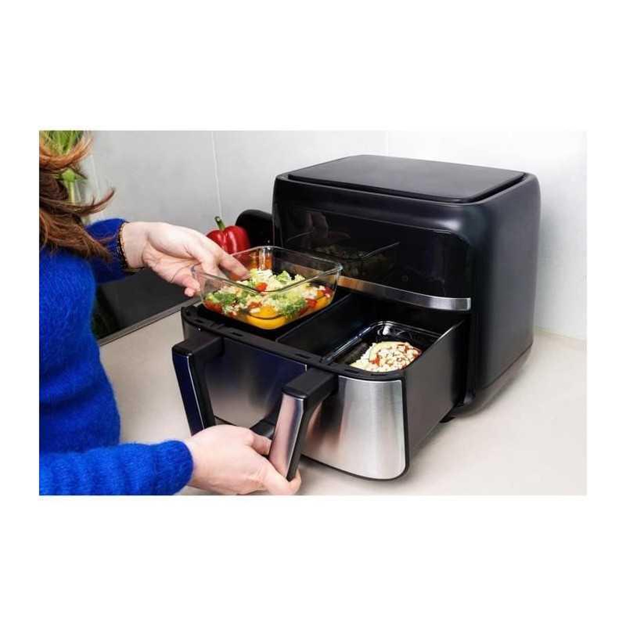 Voir la diapositive 3 : PYREX Pyrex plat carré pour friteuse à air en verre borosilicate 1 l, 20 x 17 x 7 cm