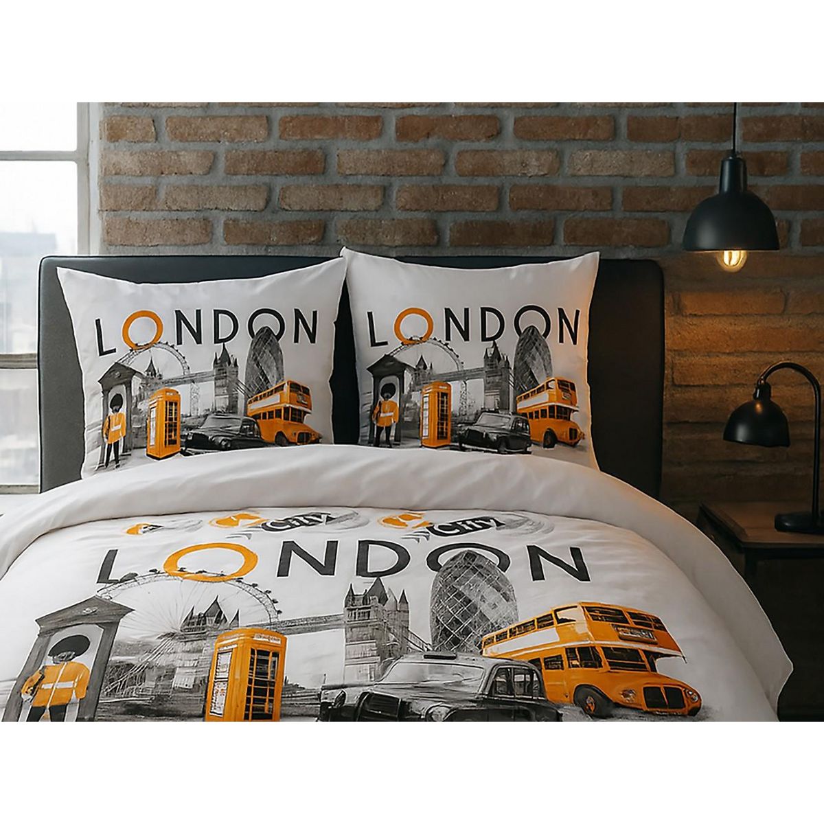 Home collection Parure de drap 4pcs 240x300 p/c london city orange