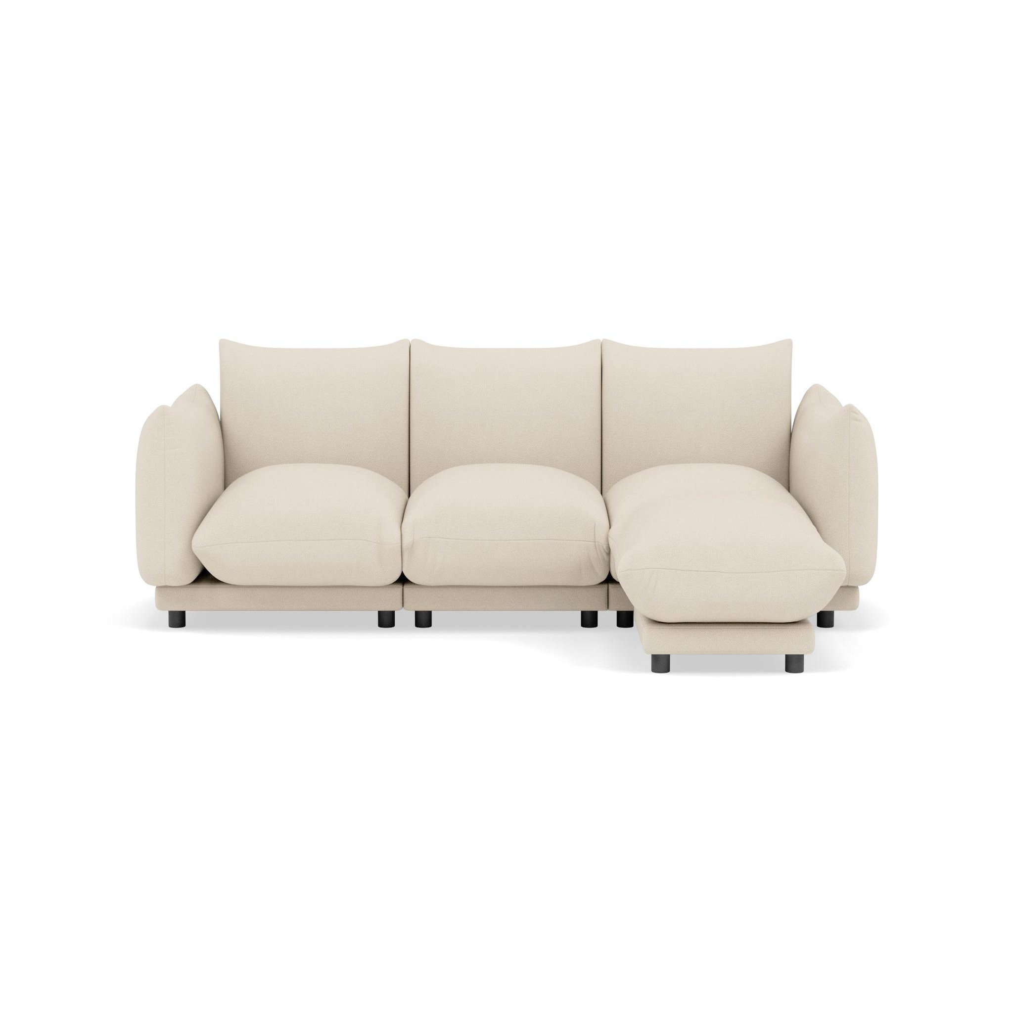 BEST MOBILIER Jeanne - canapé modulable d'angle réversible 4 places en velours texturé. Coloris disponibles : Beige
