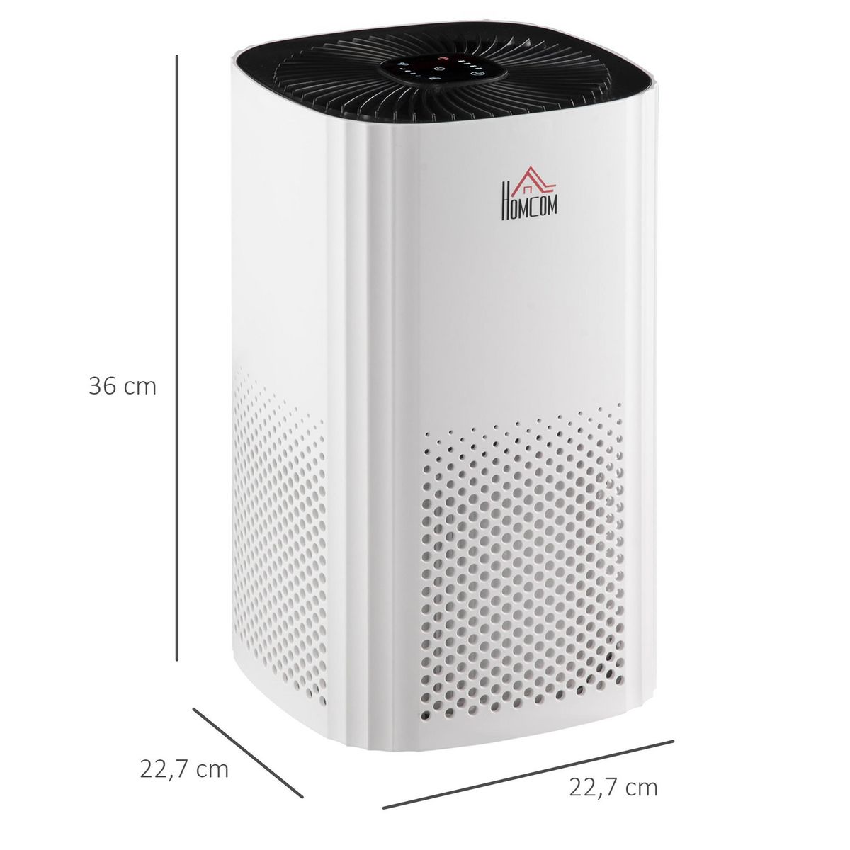 HOMCOM Purificateur d'air 25 W 4 vitesses mode silencieux - filtre HEPA, charbon actif -  jusqu'à 24 m² - débit d'air pur 225 m³/h - timer - ABS blanc noir