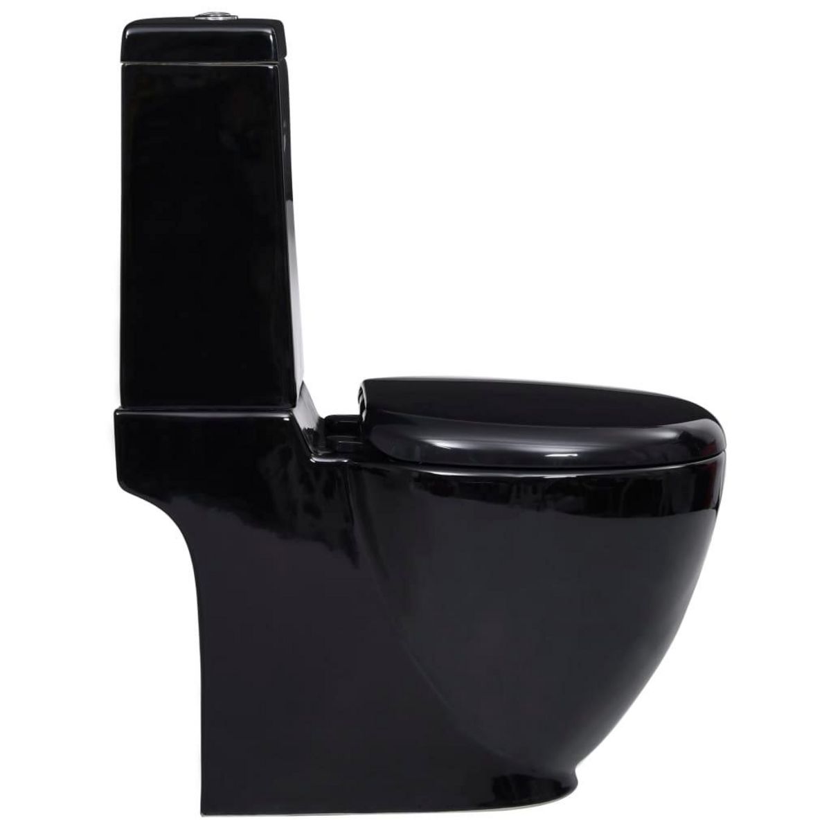 VIDAXL Toilette en ceramique ronde ecoulement d'eau au fond noir