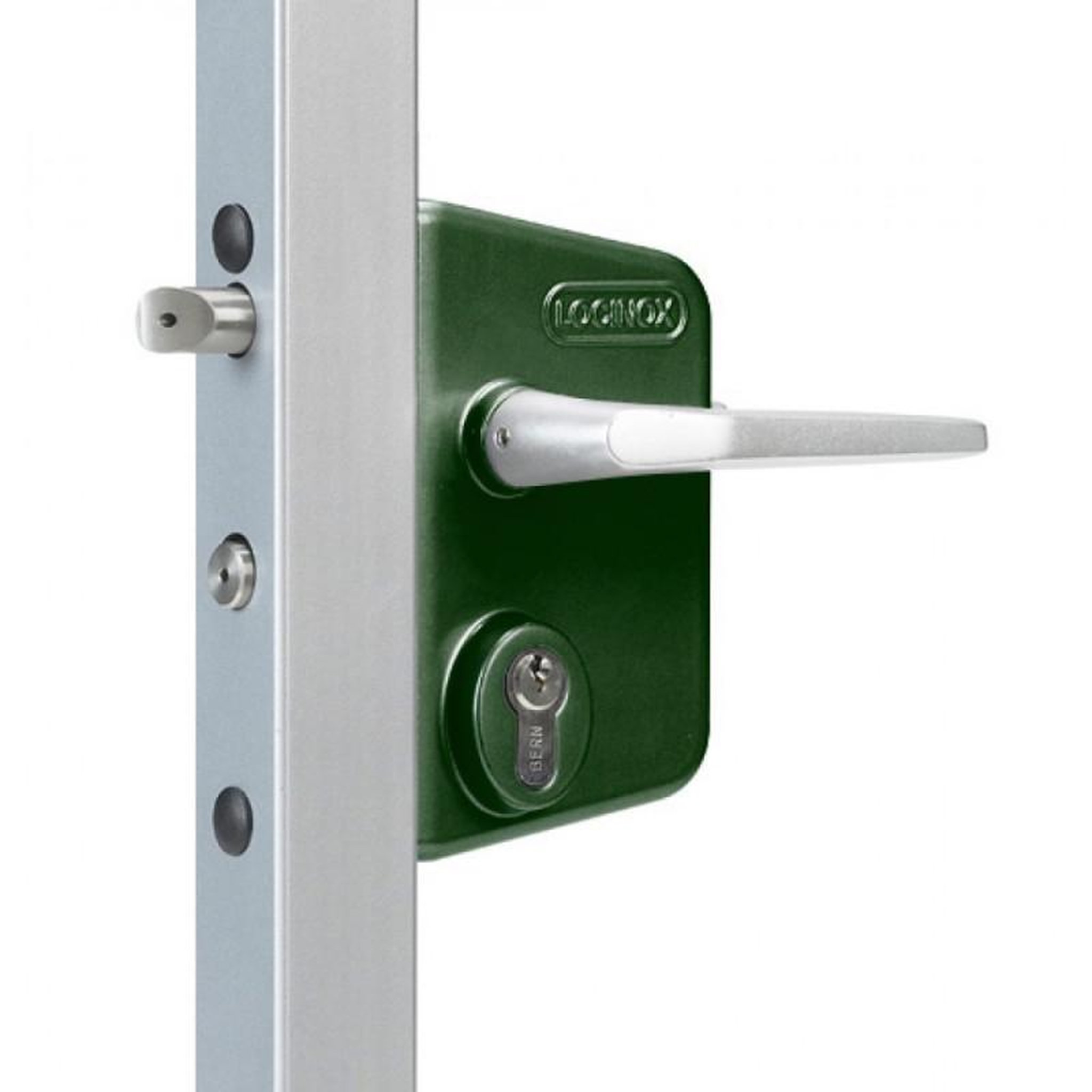 Voir la diapositive 2 : LOCINOX Serrure applique pour portail LAKQ40U2LV pour profil de 40 à 60mm LOCINOX LAKQ4040U2L6005VSZM
