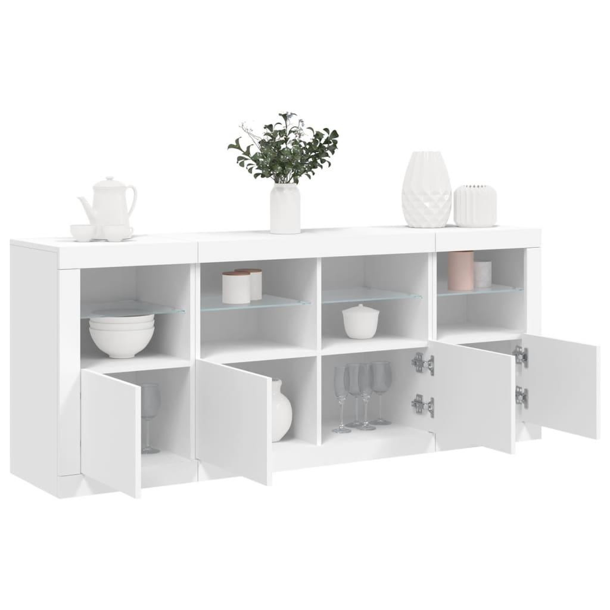VIDAXL Buffet avec lumieres LED blanc 163x37x67 cm