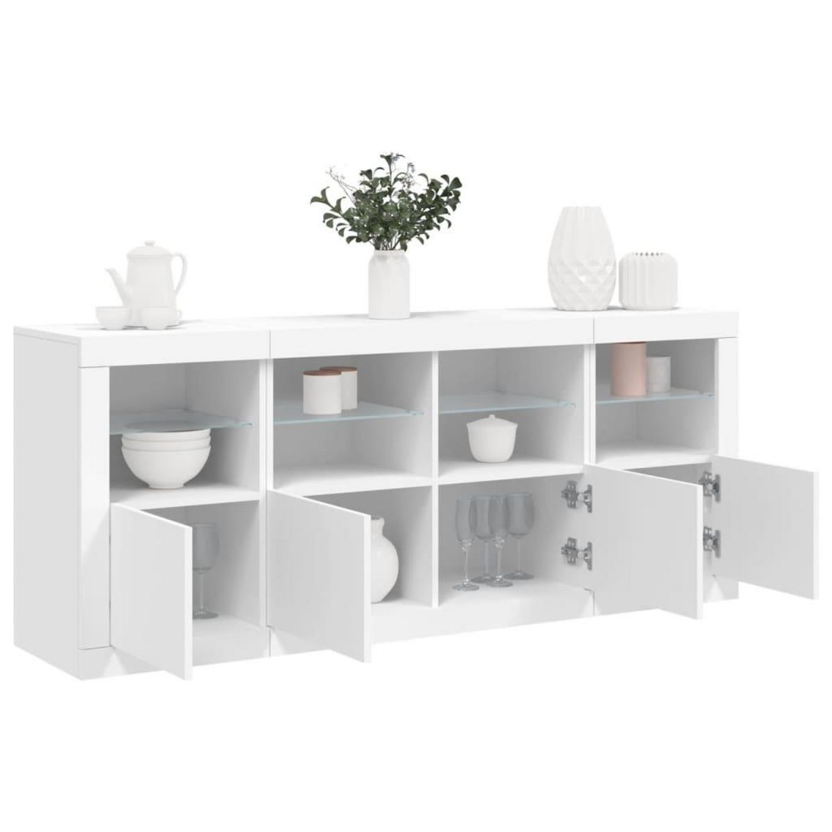 VIDAXL Buffet avec lumieres LED blanc 163x37x67 cm