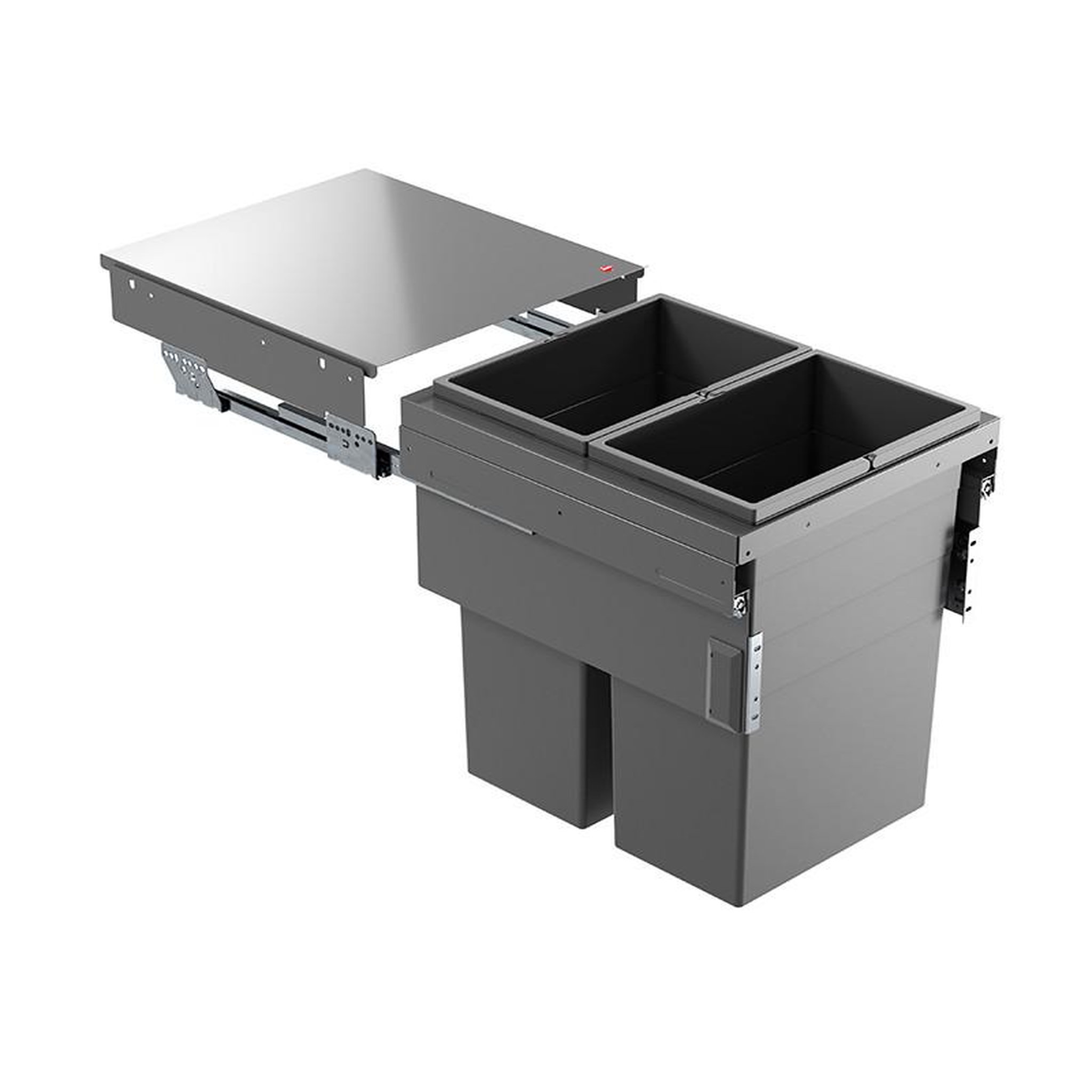 HAILO Poubelle de cuisine tri sélectif 2 bacs encastrable 70l (35+35) hailo as euro cargo 450 nt480