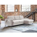 BEST MOBILIER Lilly - canapé d'angle droit - 4 places - convertible avec coffre - en velours. Coloris disponibles : Gris