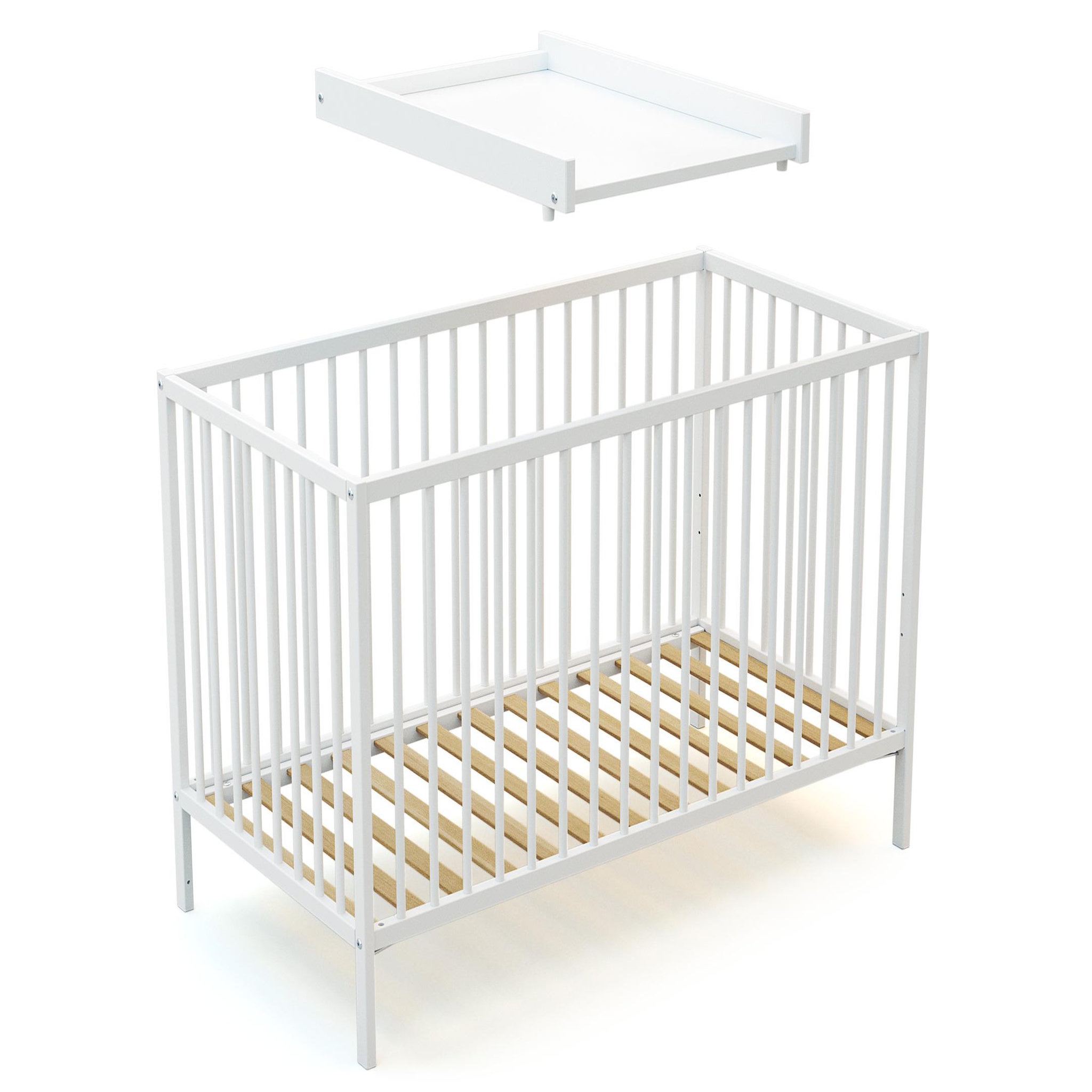Voir la diapositive 4 : WEBABY Plan à langer amovible pour lit bébé MONA en bois