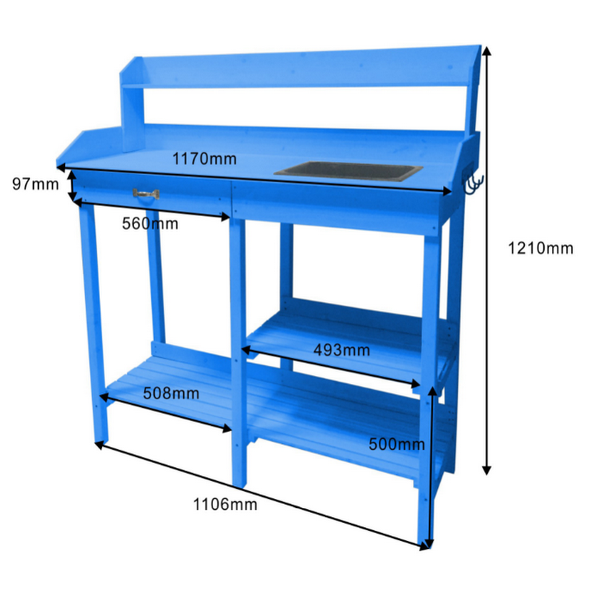 Voir la diapositive 2 : Hisense Table multiusages lasurée bleue - tab1105