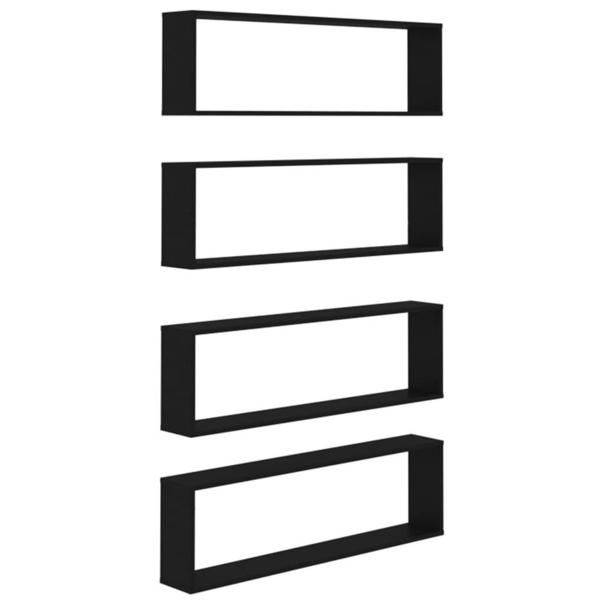 VIDAXL Etageres cube murales 4 pcs noir 100x15x30 cm bois d'ingenierie