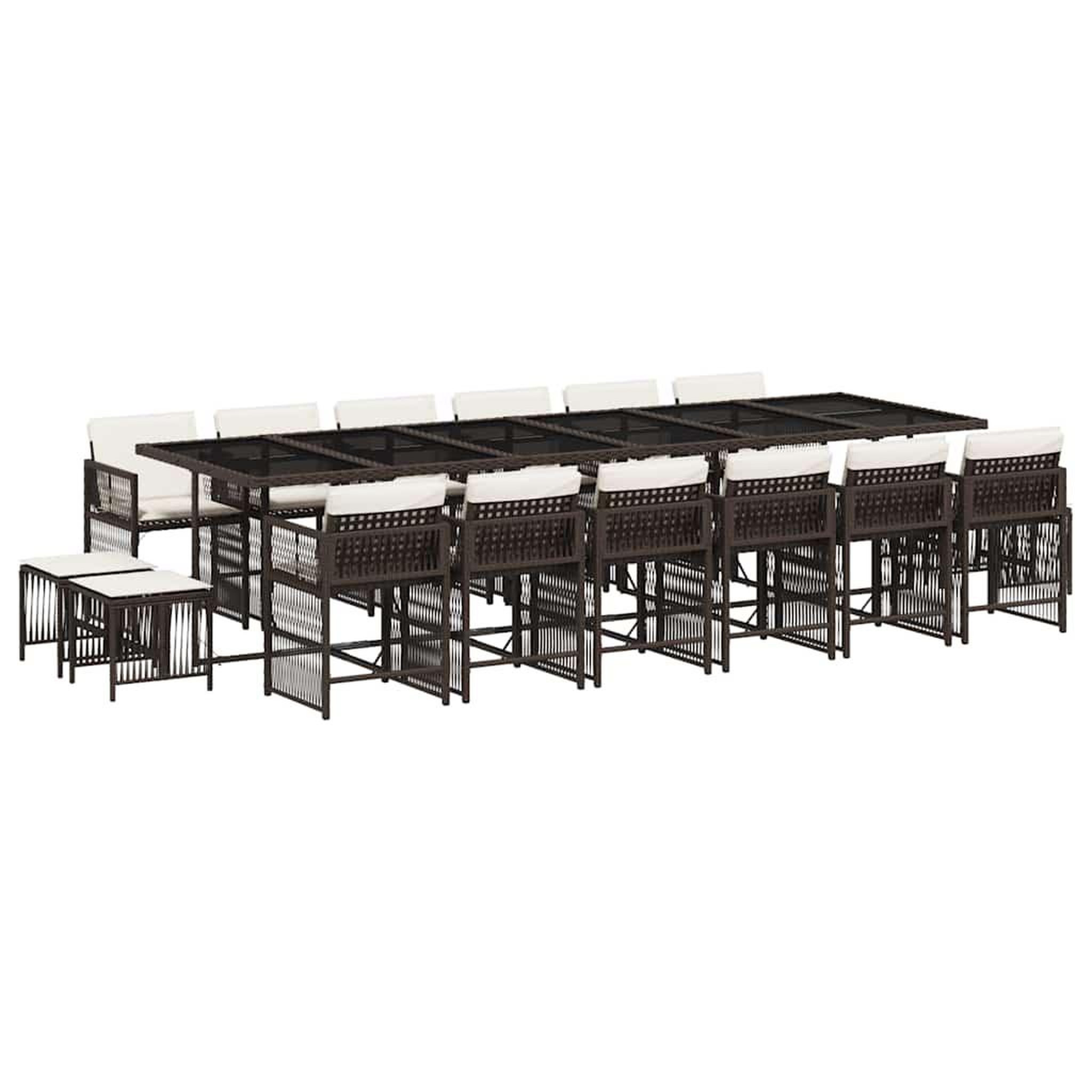 Voir la diapositive 2 : VIDAXL Ensemble a manger de jardin et coussins 17 pcs marron rotin