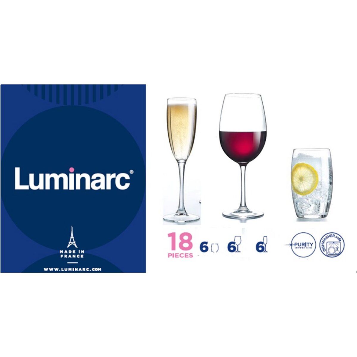 LUMINARC Service de verres 18 pièces LA CAVE