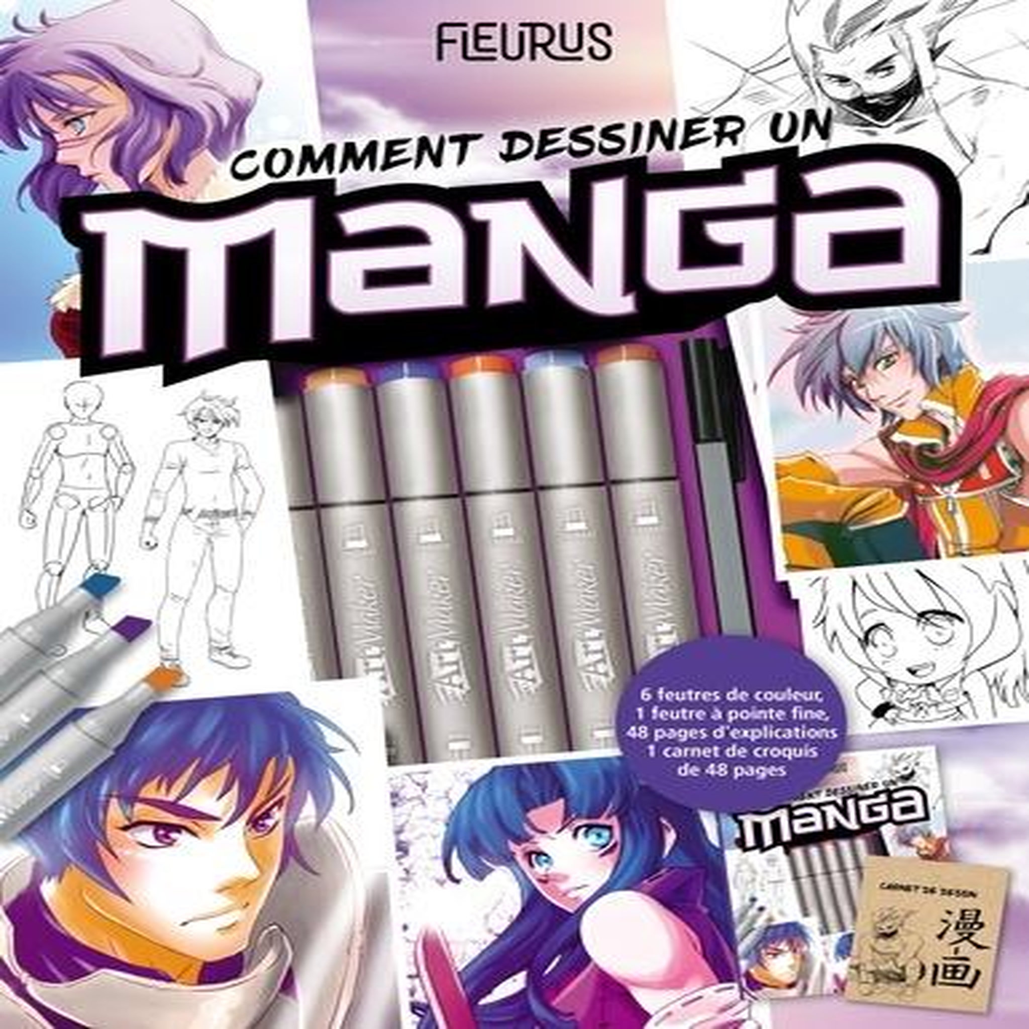 COMMENT DESSINER UN MANGA. AVEC 6 FEUTRES, 1 MARQUEUR, 1 BLOC DE DESSINS, Keattch Ruth