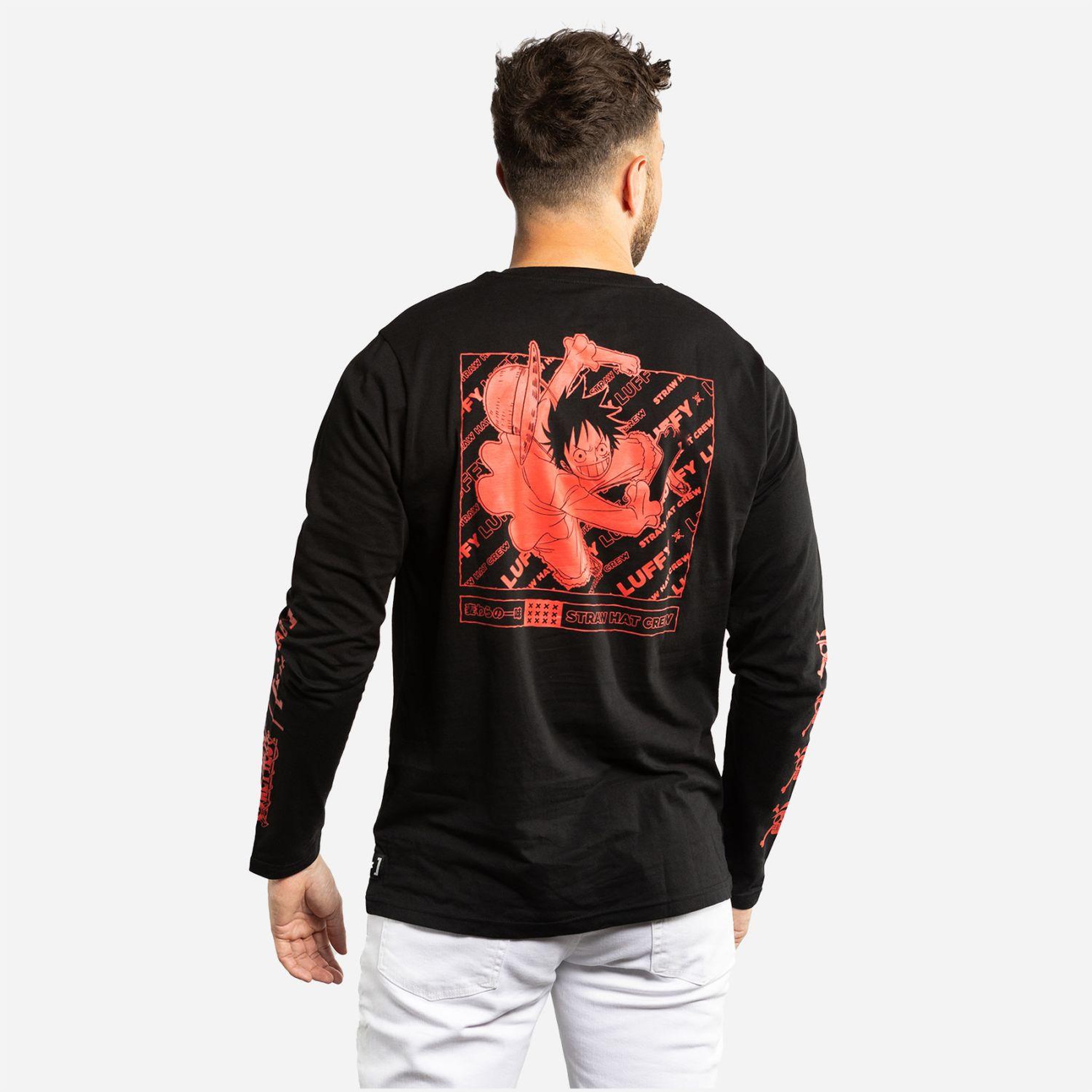 Voir la diapositive 3 : CAPSLAB T-shirt homme manches longues avec print One Piece Luffy
