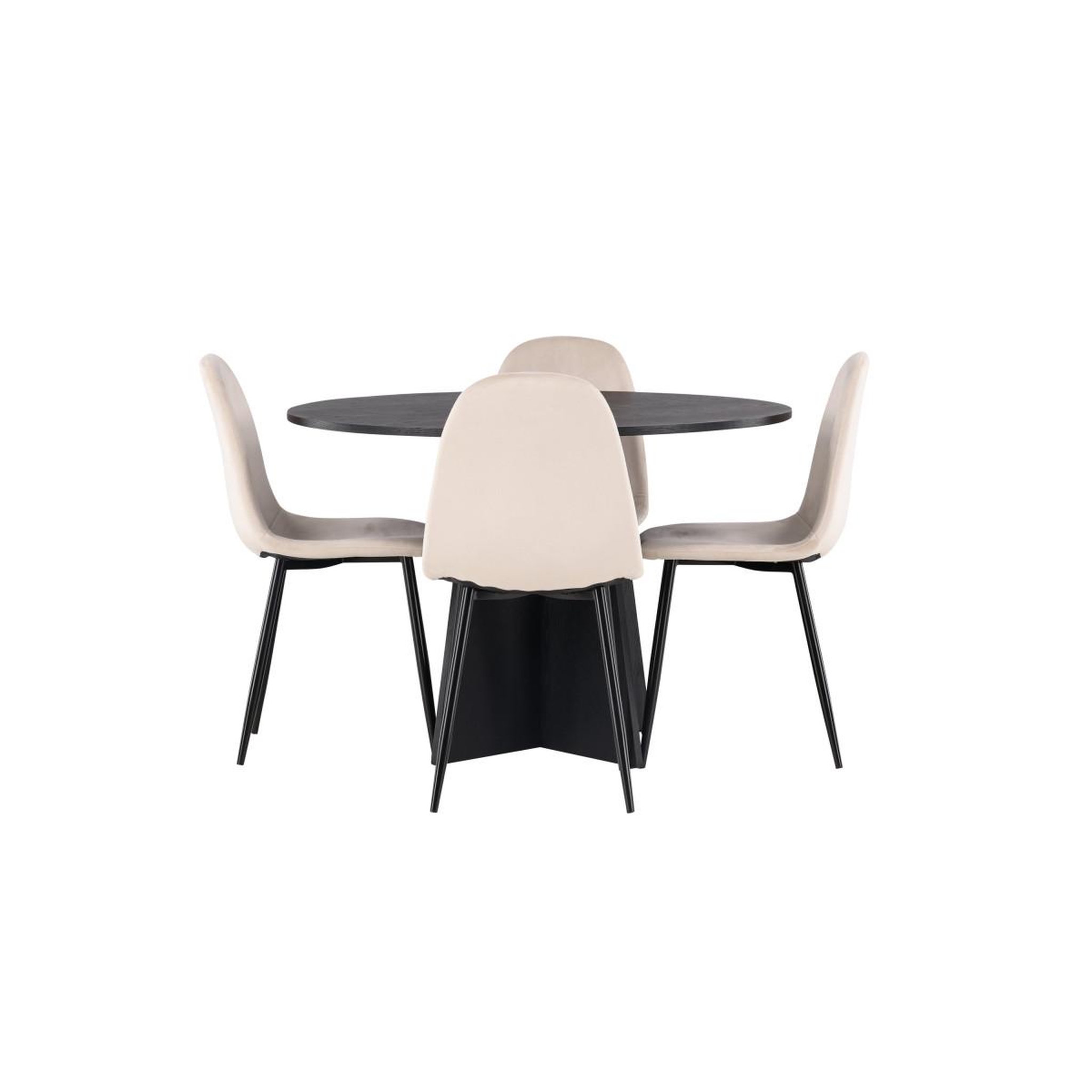 Voir la diapositive 2 : Paris Prix Ensemble table à manger & 4 chaises  bootcut & polar  110cm beige & noir