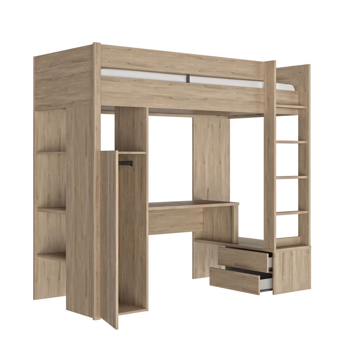 GAMI Lit mezzanine couchage 90x200cm JONATHAN
