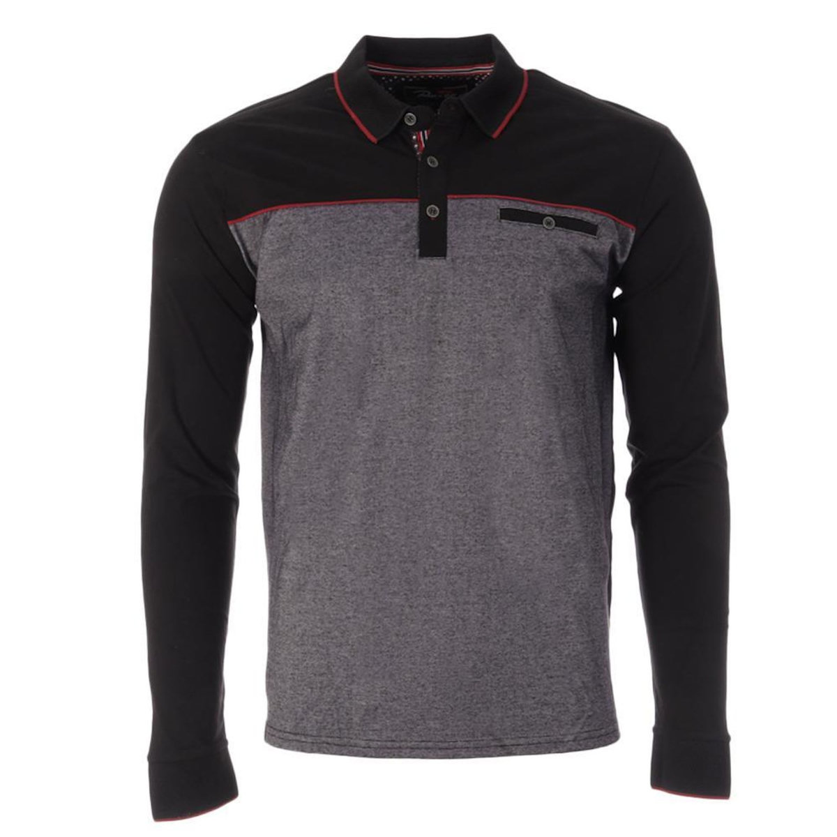 RMS 26 Polo Manches Longues Noir/Gris Homme RMS26 91234