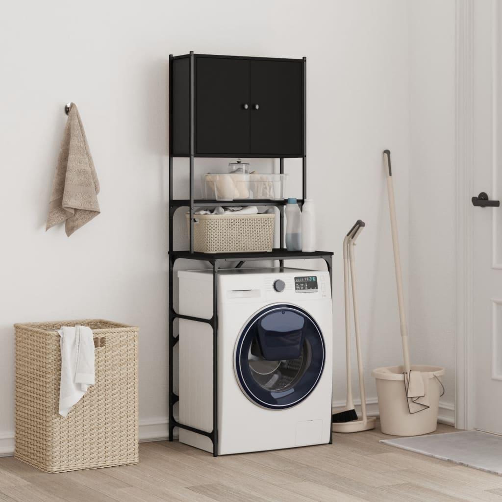 Voir la diapositive 3 : VIDAXL Armoire de machine a laver noir 68x48,5x194 cm