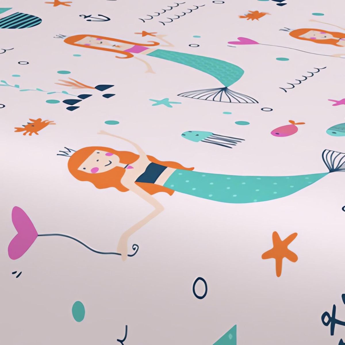 SOLEIL D'OCRE Parure de draps 180x290 cm SIRENES, 100% coton 57 fils/cm2, par Soleil d'Ocre