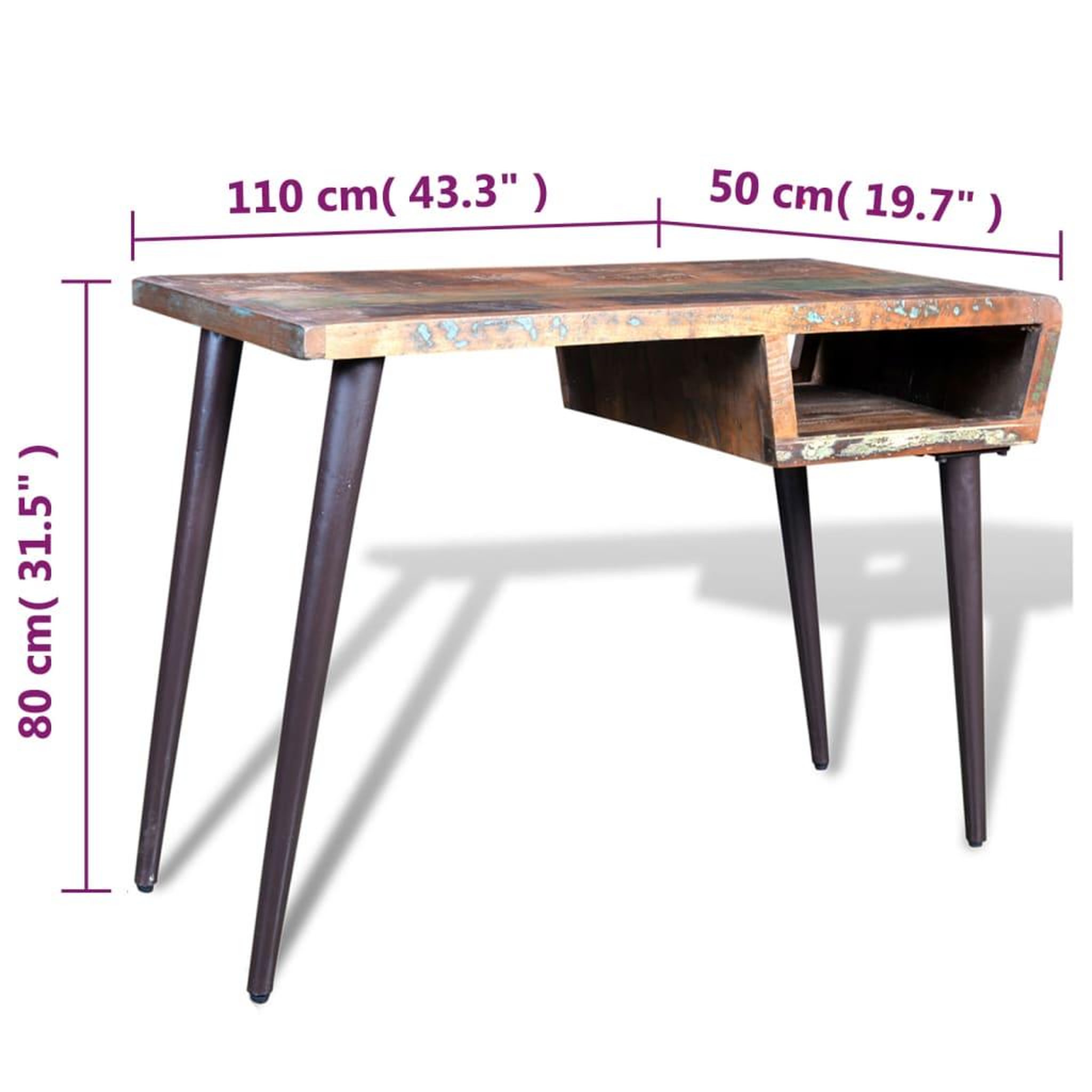 Voir la diapositive 6 : VIDAXL Bureau avec pieds en fer bois de recuperation