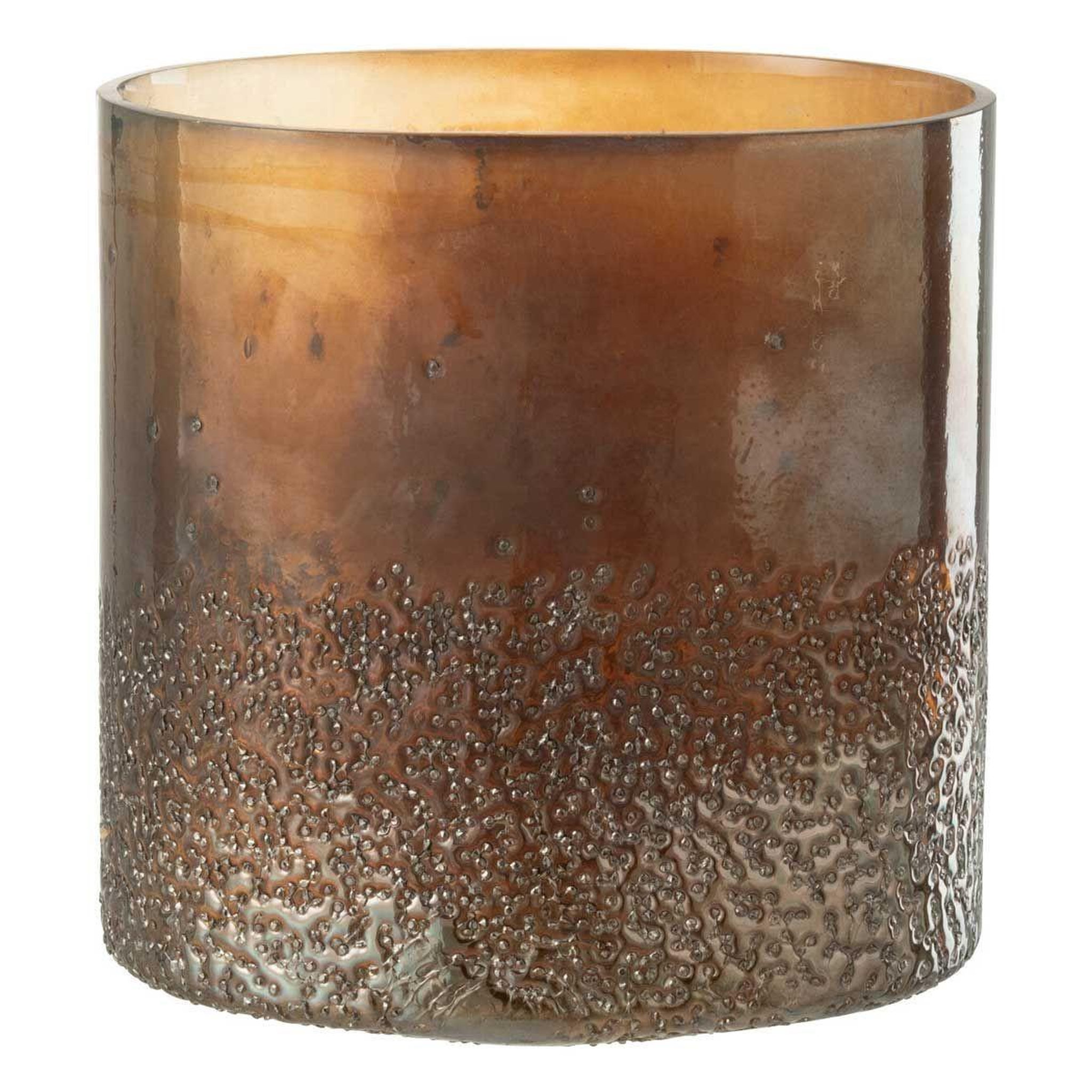 Voir la diapositive 1 : J-LINE Photophore déco en verre  ronny  27cm marron